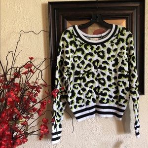 NWT Neon Striped Leopard Sweater Gianni Bini Sz M
